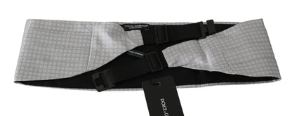 Gray Patterned Waist Belt Silk Cummerbund