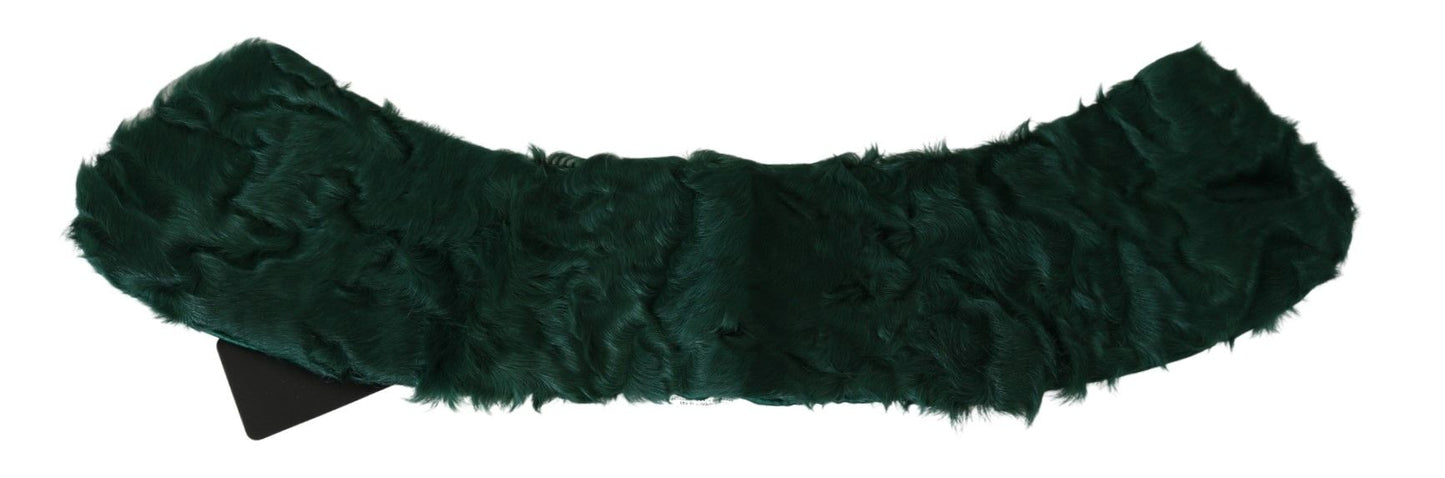 Green Fur Shoulder Collar Wrap Lambskin Scarf