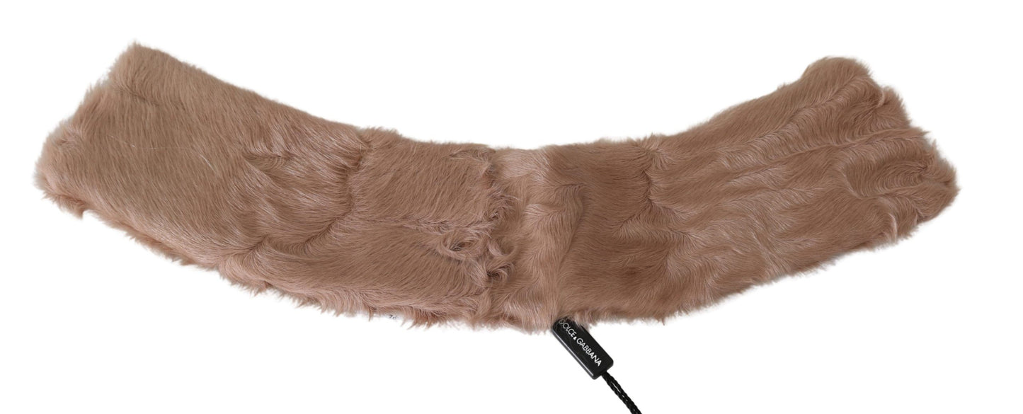 Beige Fur Neck Collar Lambskin Scarf