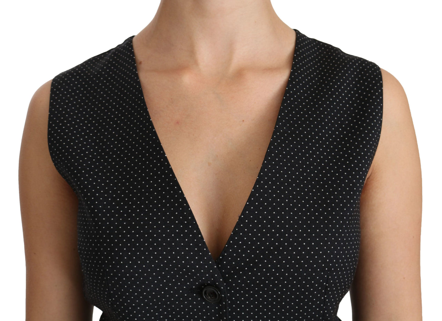 Dolce & Gabbana Ladies' Black Dotted Waistcoat Vest Blouse Top