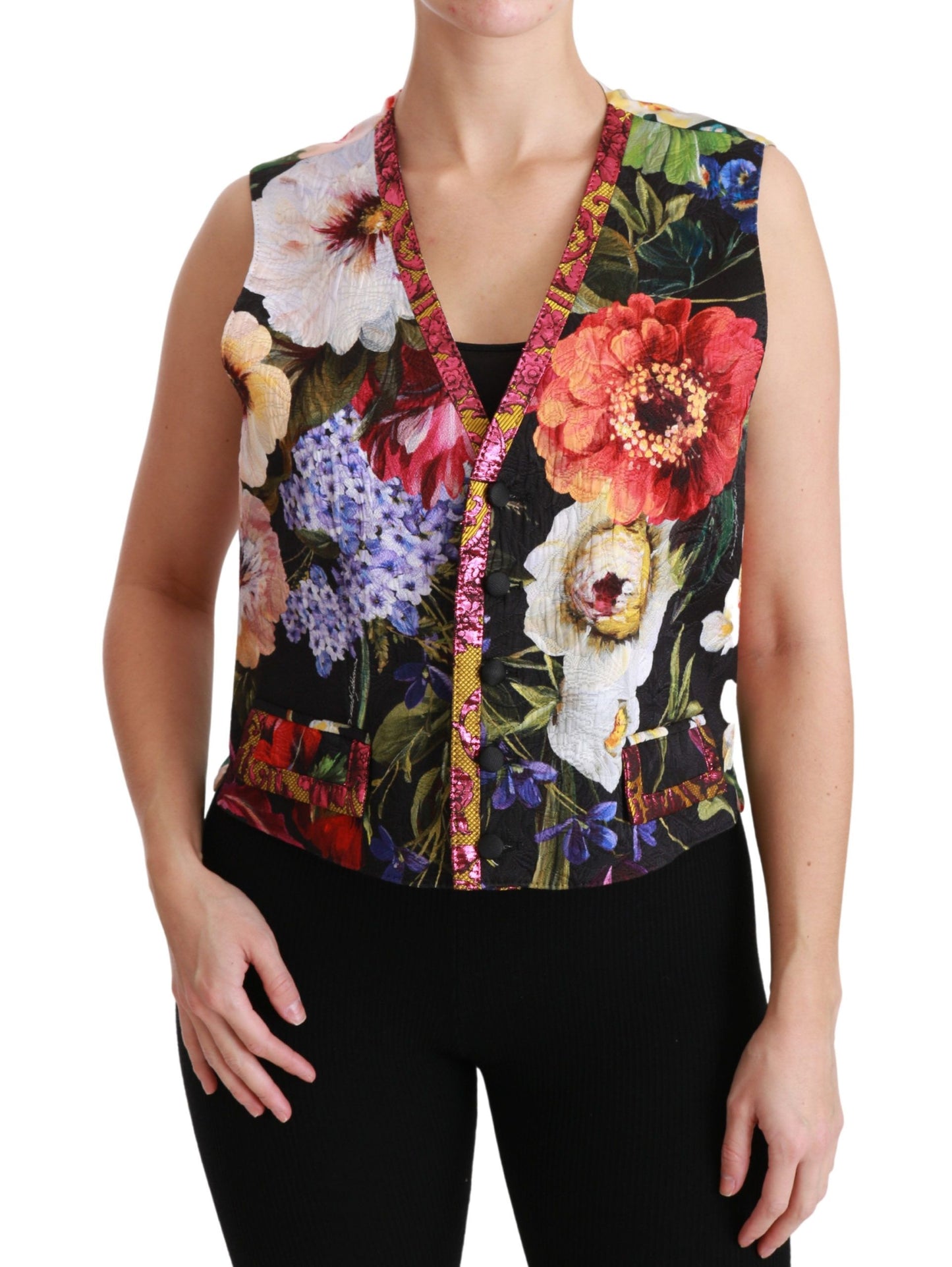 Dolce & Gabbana Ladies' Multicolor Floral Sleeveless Waistcoat Top Vest