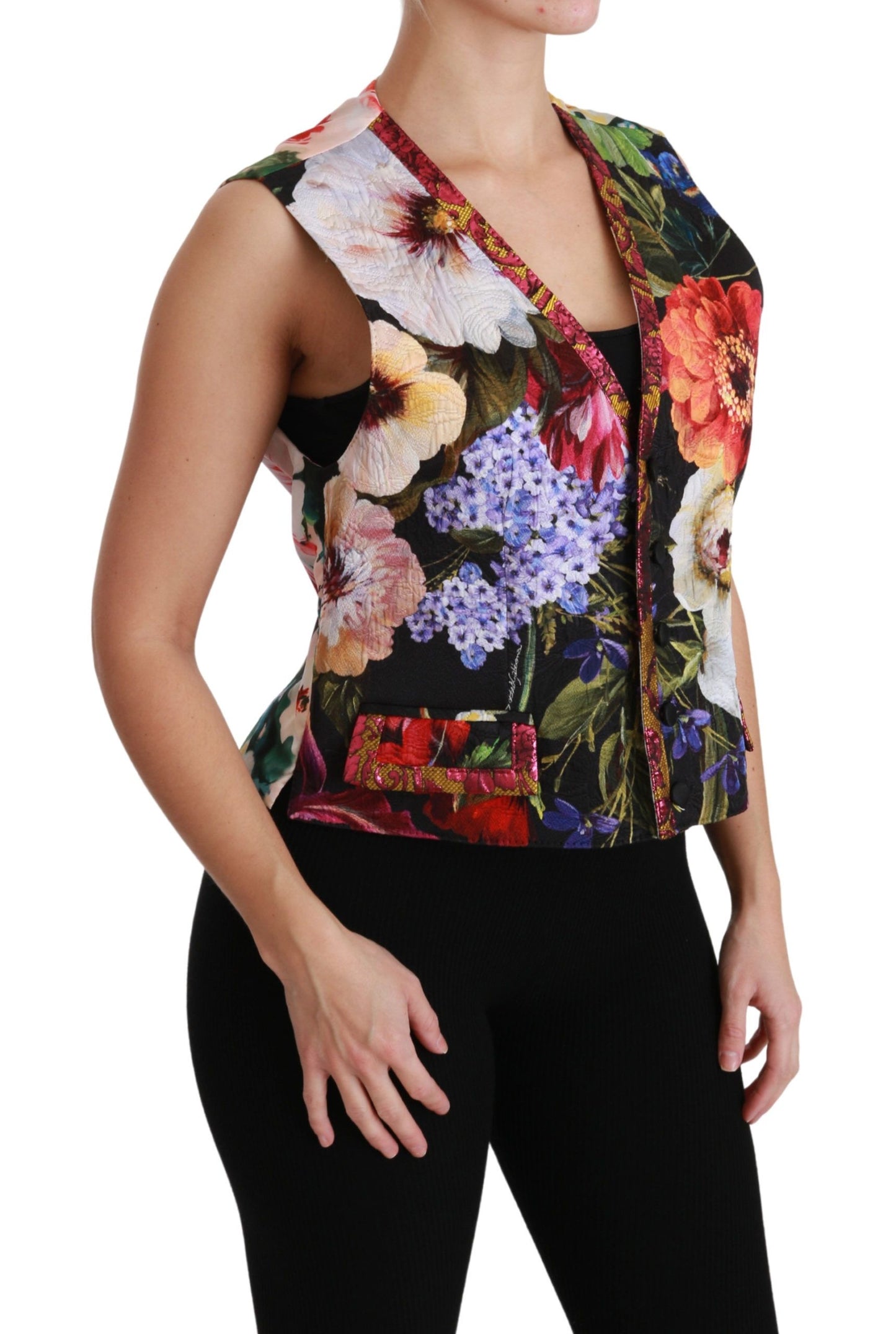 Dolce & Gabbana Ladies' Multicolor Floral Sleeveless Waistcoat Top Vest