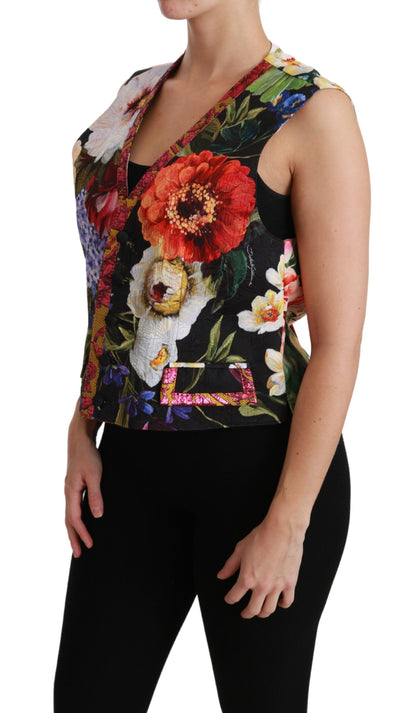 Dolce & Gabbana Ladies' Multicolor Floral Sleeveless Waistcoat Top Vest