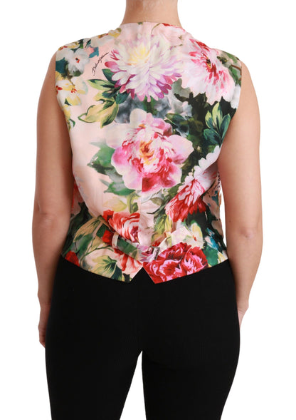 Dolce & Gabbana Ladies' Multicolor Floral Sleeveless Waistcoat Top Vest