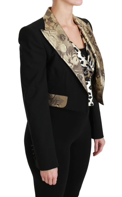 Dolce & Gabbana Ladies' Black Jacquard Vest Blazer Coat Wool Jacket