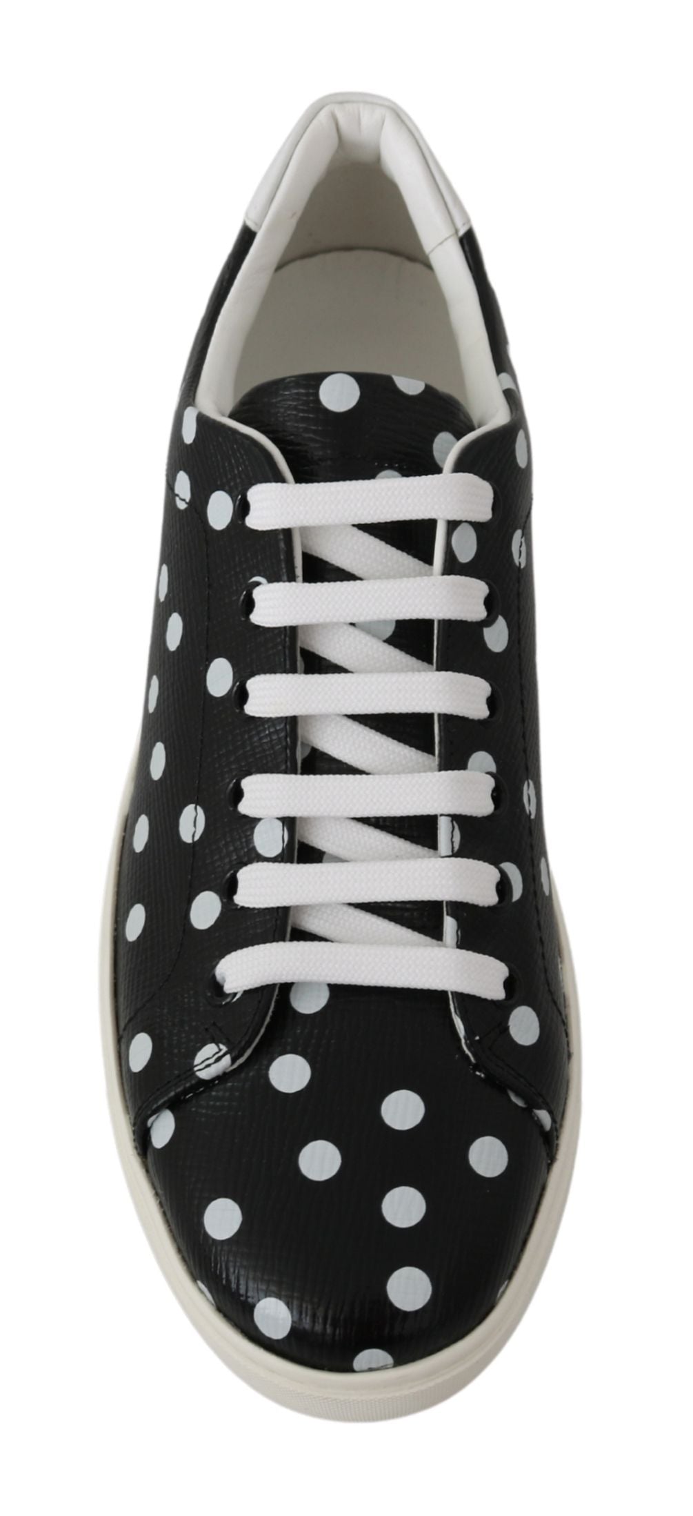 Black Leather Polka Dots Sneakers Shoes