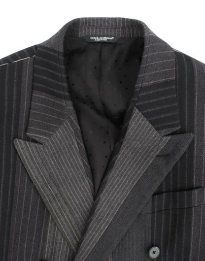 Gray striped wool stretch blazer