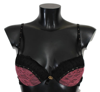 Black Pink Lace Push Up Bra Underwear