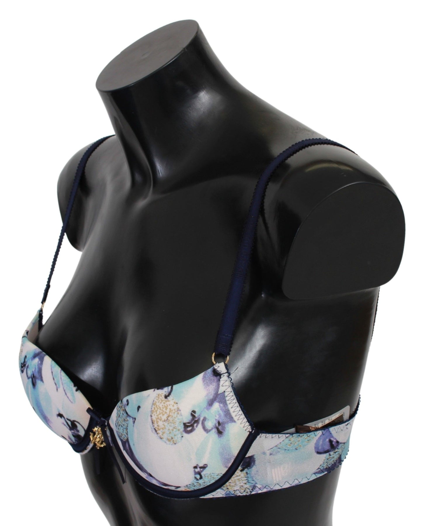 Blue Printed Nylon Reggiseno Bra Underwear