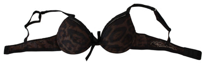 Black Leopard Nylon Push Up Bra Underwear