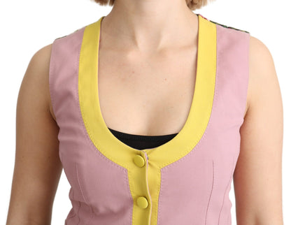 Dolce & Gabbana Ladies' Pink Sleeveless Waistcoat Vest Cotton Top