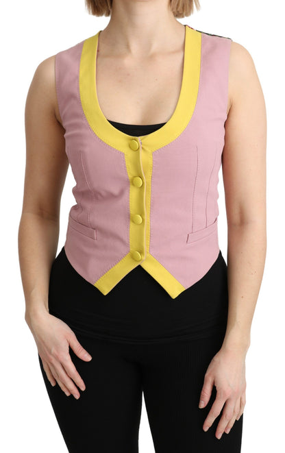 Dolce & Gabbana Ladies' Pink Sleeveless Waistcoat Vest Cotton Top