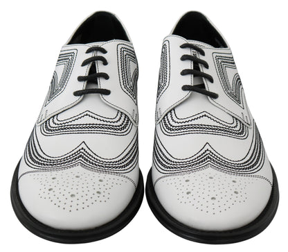 White Leather Derby Formal Black Lace Shoes