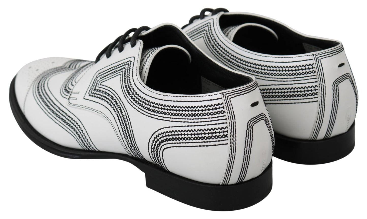 White Leather Derby Formal Black Lace Shoes