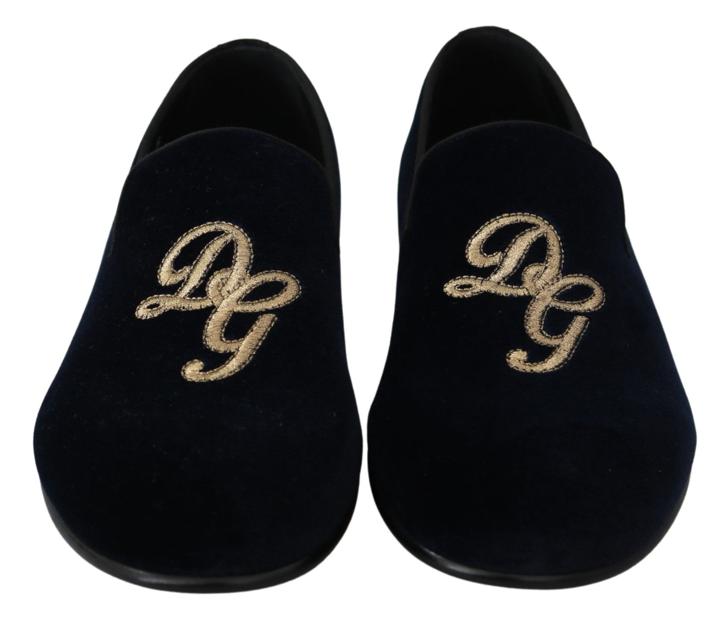 Elegant Blue Embroidered Loafers