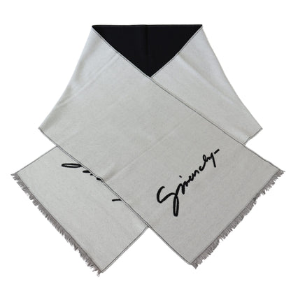 Givenchy Black White Wool Unisex Winter Warm Scarf Wrap Shawl