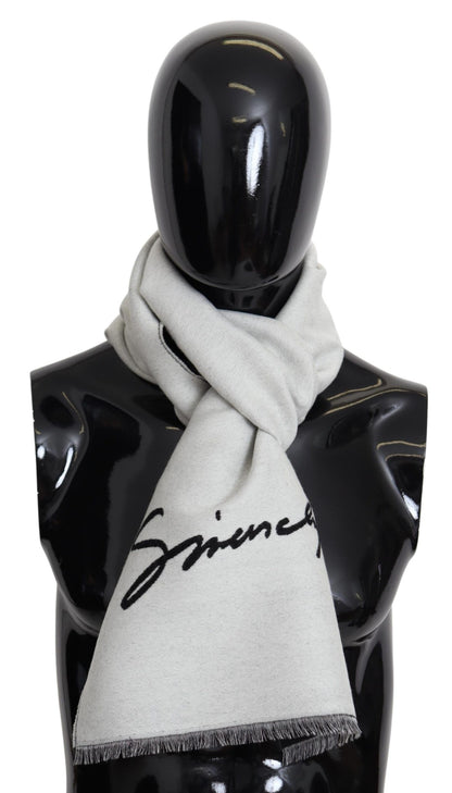 Givenchy Black White Wool Unisex Winter Warm Scarf Wrap Shawl