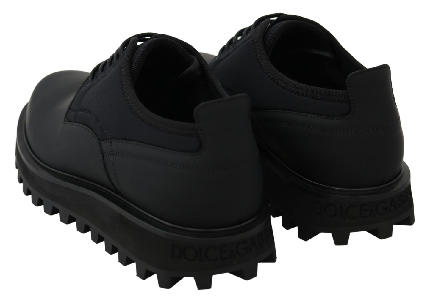 Black Rubberized Calfskin Chunky Derby Vulcano Shoes