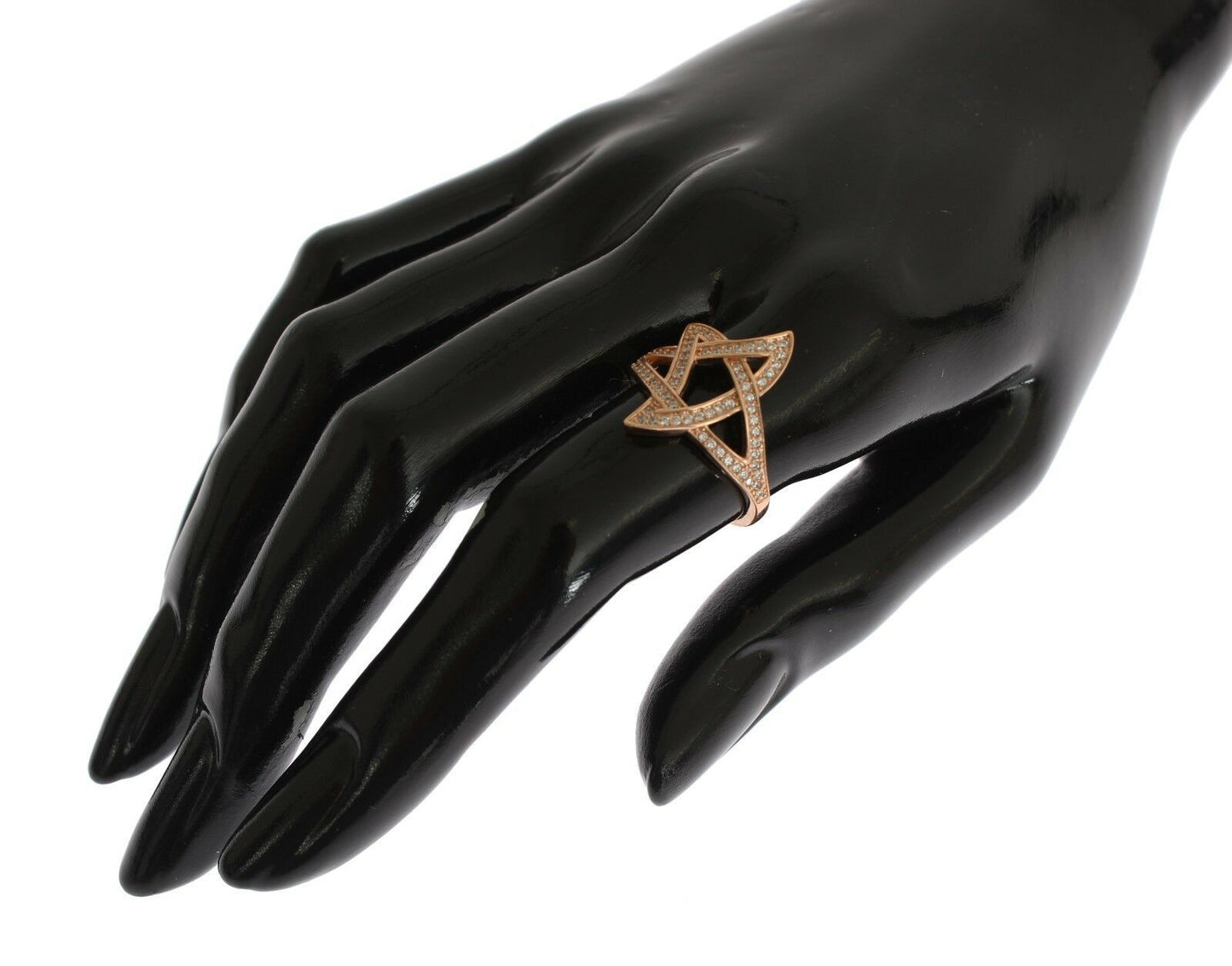 Women's Pentagram Star Clear CZ Gold 925 Silver Ring