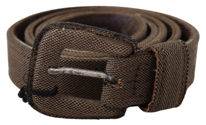 Brown Leather Logo Buckle Waist Belt