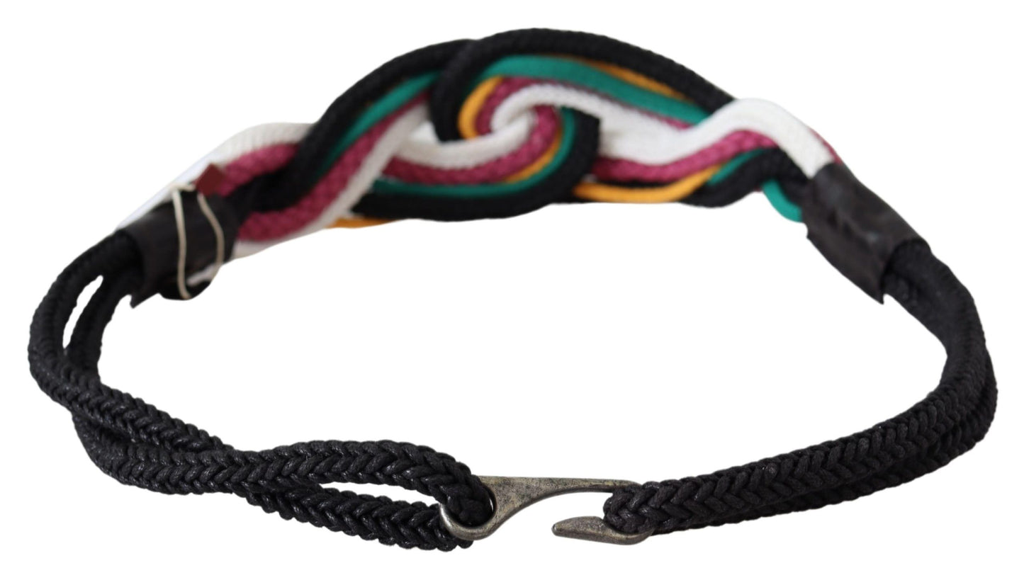 Multicolor Rope Leather Rustic Hook Buckle Belt