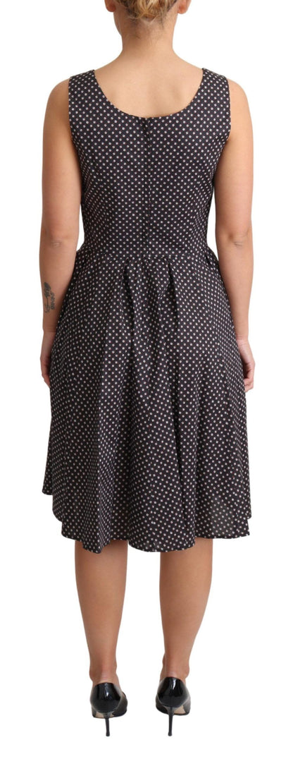 Black Floral Cotton A-Line Stretch Dress