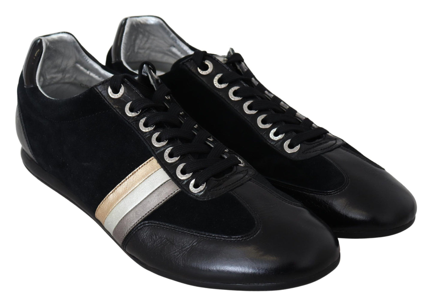 Black Logo Leather Casual Mens Scarpe Sneakers