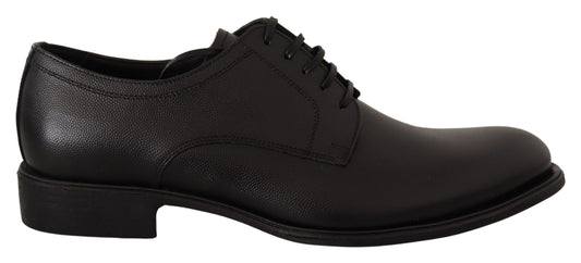 Black Leather Lace Up Mens Formal Derby Shoes