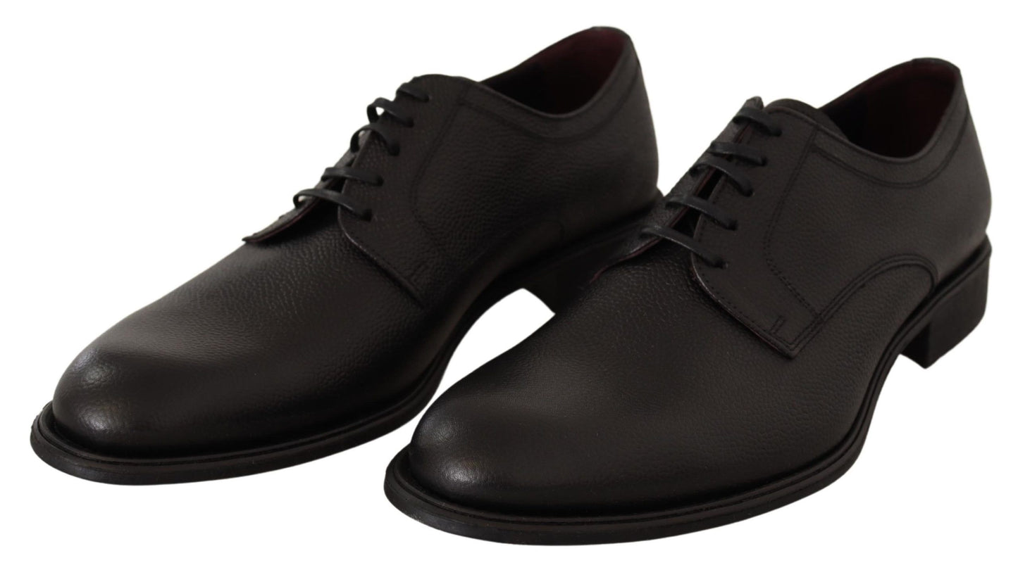 Black Leather Lace Up Mens Formal Derby Shoes