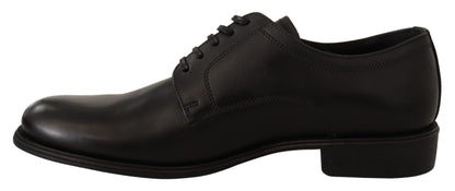 Black Leather Lace Up Mens Formal Derby Shoes