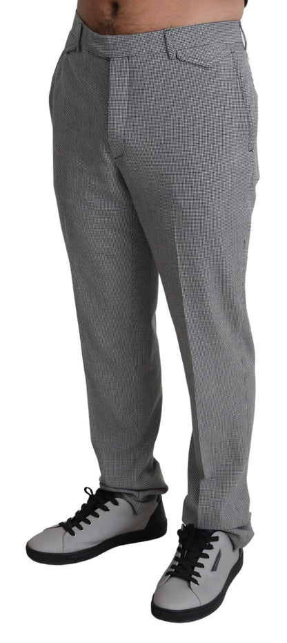 Gray Wool Checkered Dress Men Formal Trouser Pants