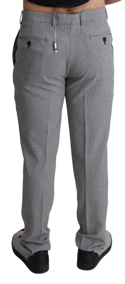 Gray Wool Checkered Dress Men Formal Trouser Pants