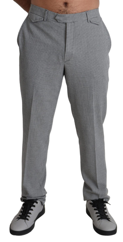 Gray Wool Checkered Dress Men Formal Trouser Pants