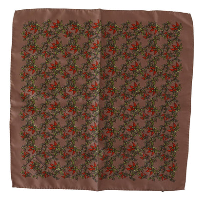 Brown Carrots Print Silk Handkerchief