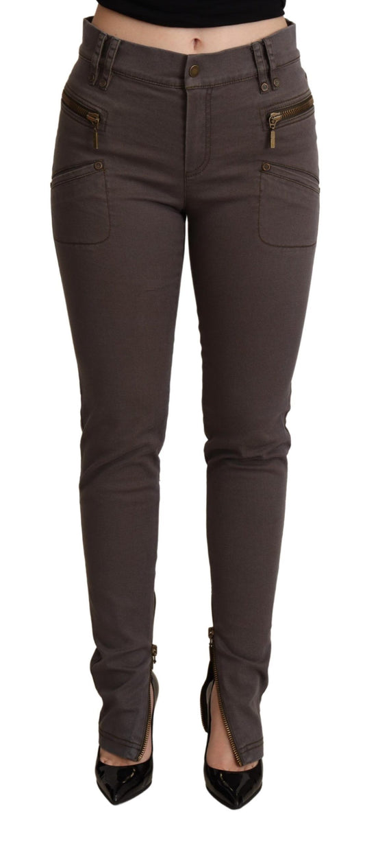 Brown Cotton Stretch Skinny Denim Jeans