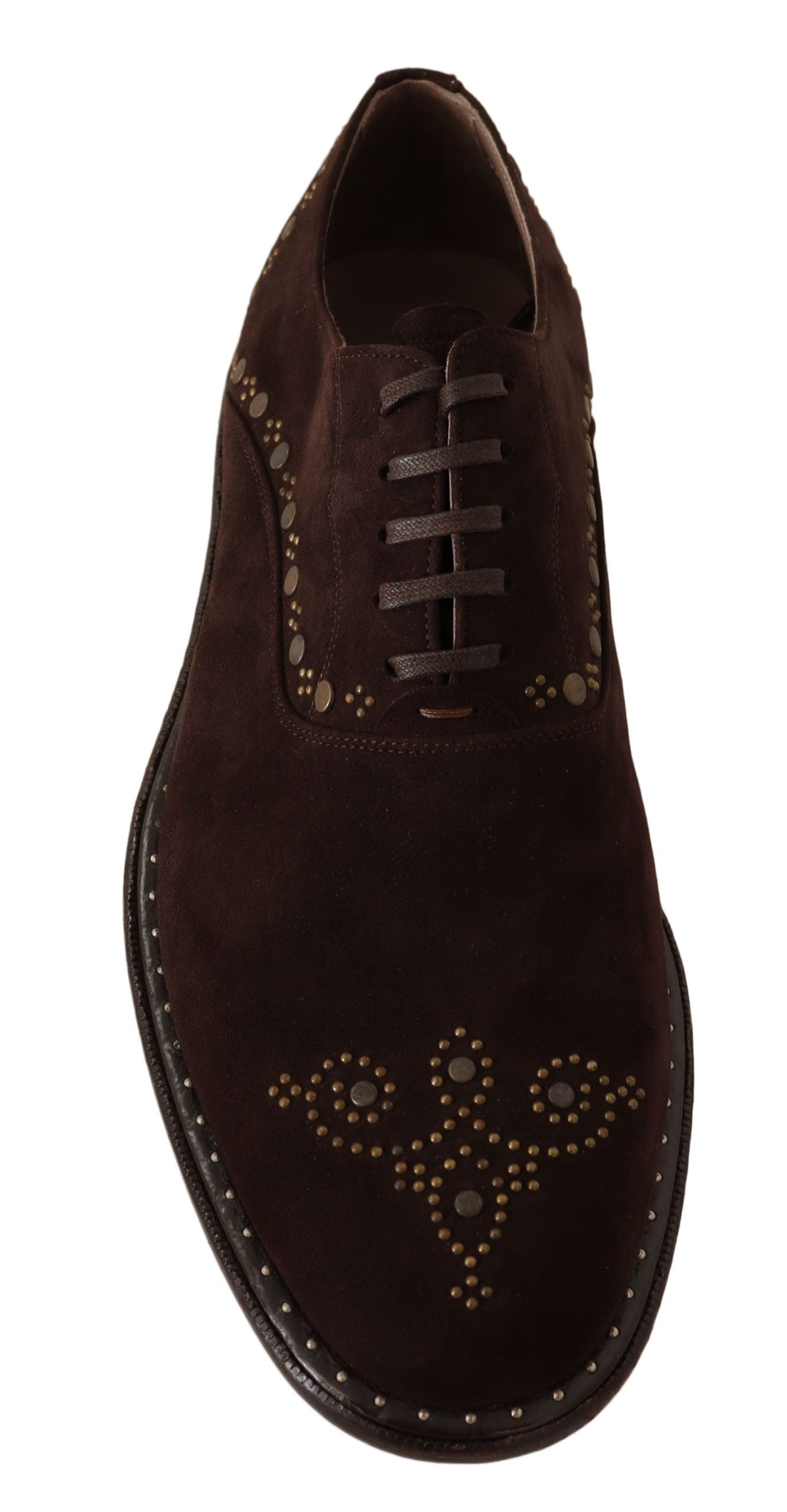 Brown Suede Marsala Derby Studded Shoes