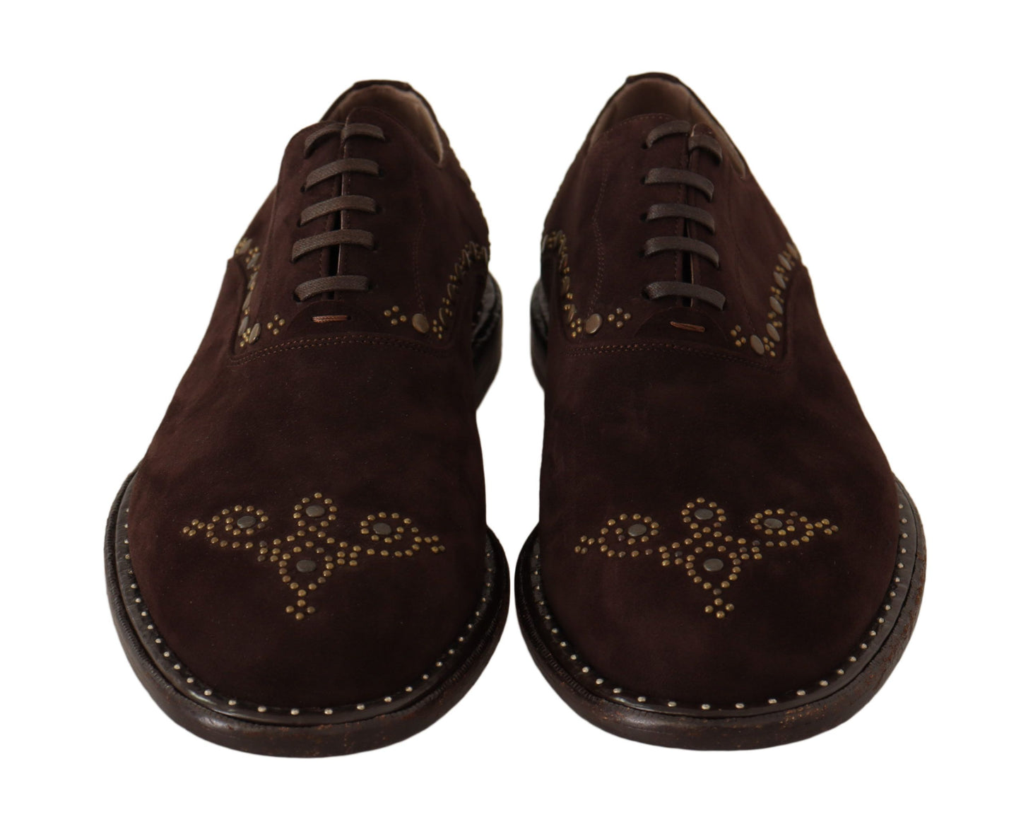 Brown Suede Marsala Derby Studded Shoes