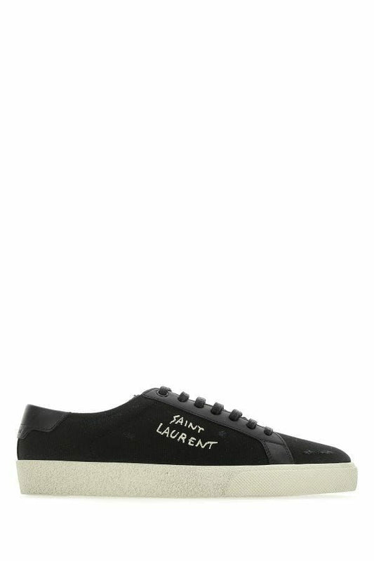 Saint Laurent Men's Black Canvas & Leather Low Top Sneakers