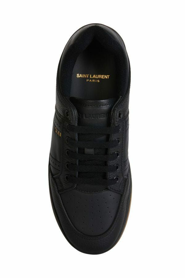 Saint Laurent Men's Black Calf Leather Low Top Sneakers