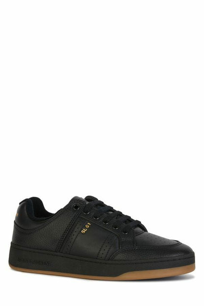 Saint Laurent Men's Black Calf Leather Low Top Sneakers