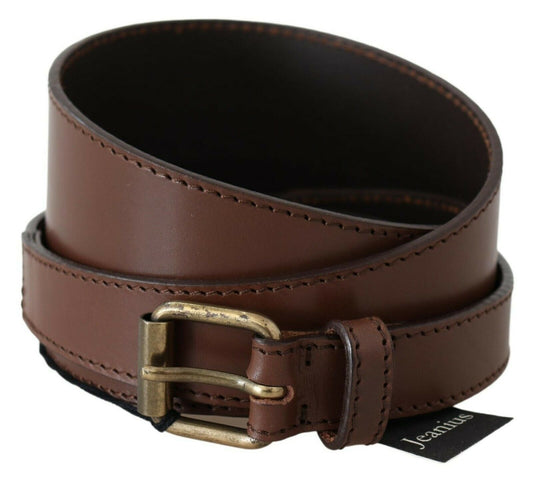 Brown Genuine Leather Rustic Metal Buckle Belt