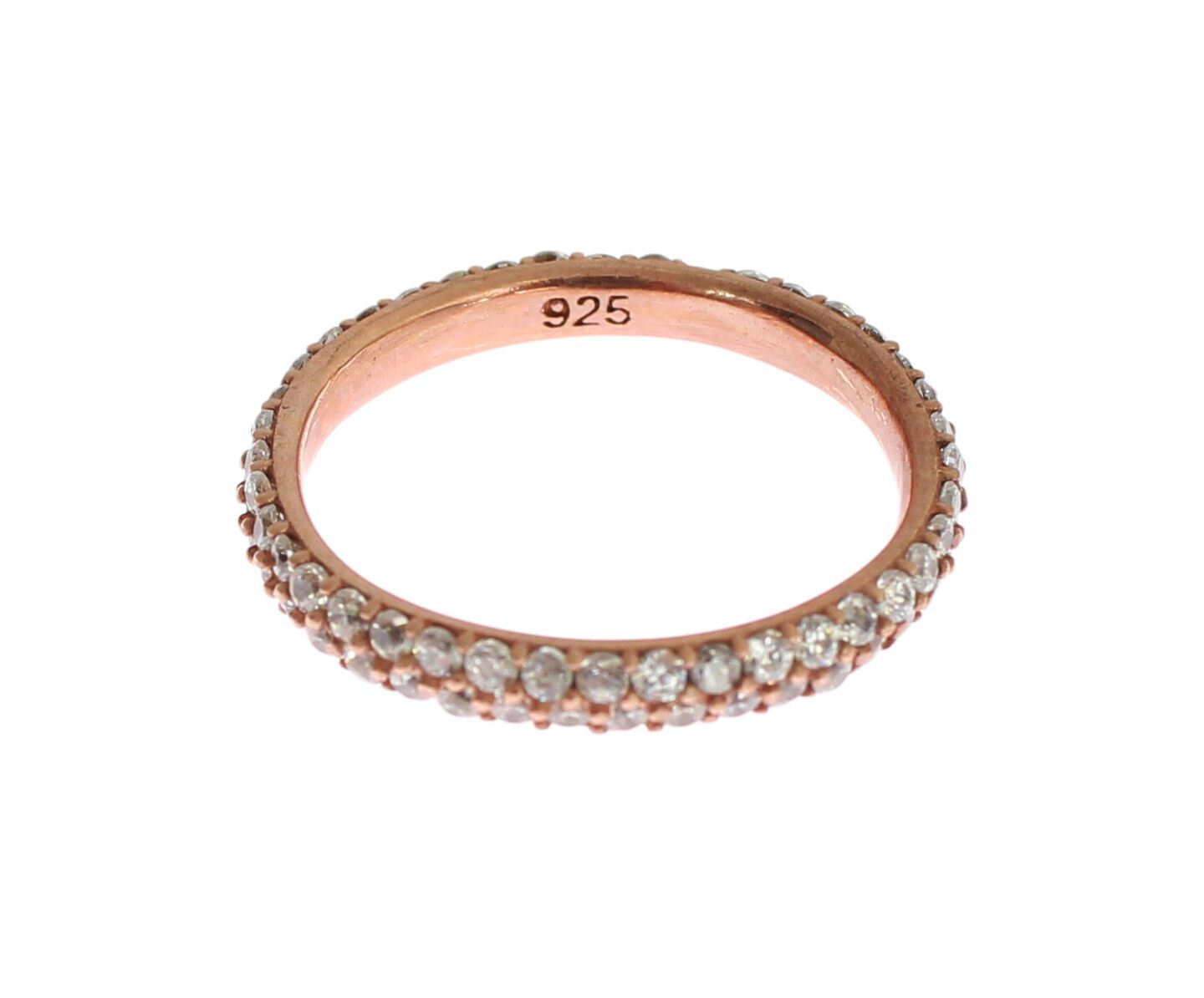 Pink Gold 925 Silver Clear CZ Ring