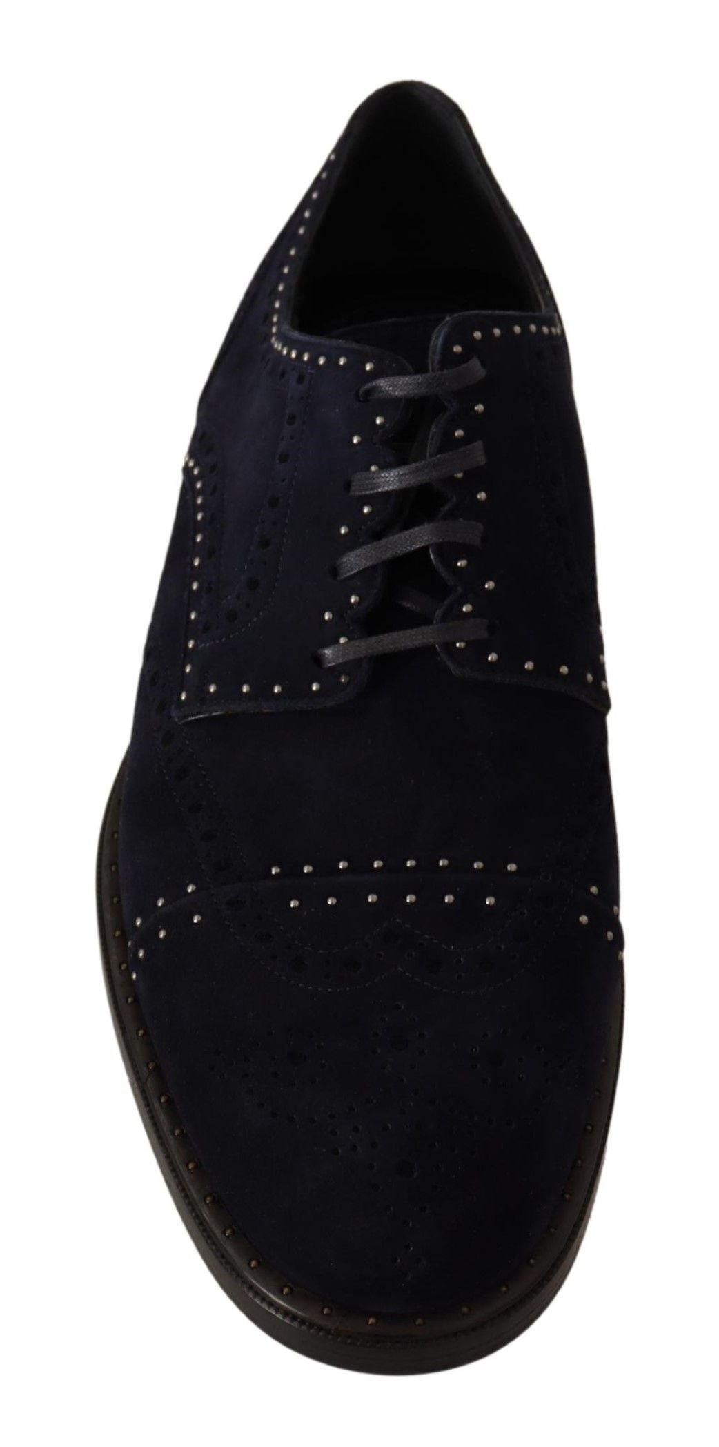 Blue Suede Leather Derby Studded Shoes