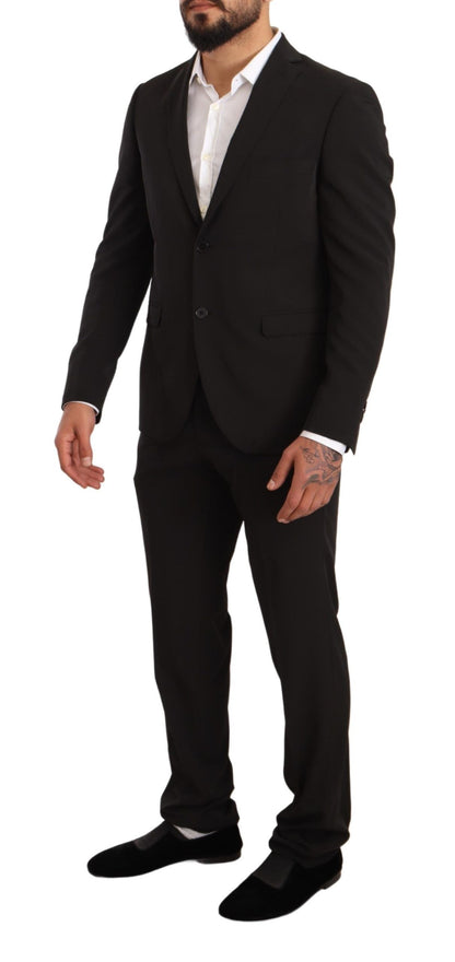 Men's Black Polyester Slim 2 Piece Set TAGLIENTE Suit