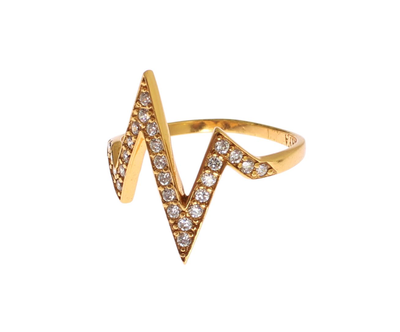 Nialaya Gold 925 Silver Women's Clear CZ 18K Ring