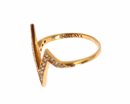 Nialaya Gold 925 Silver Women's Clear CZ 18K Ring