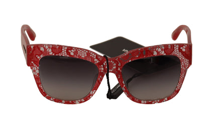 Red Lace Acetate Rectangle Shades Sunglasses