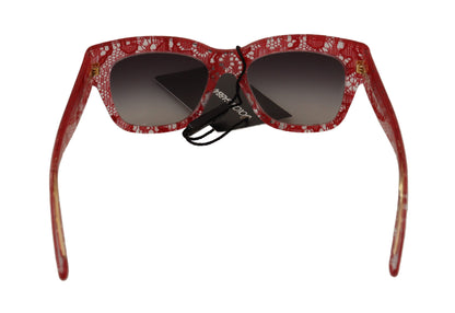 Red Lace Acetate Rectangle Shades Sunglasses