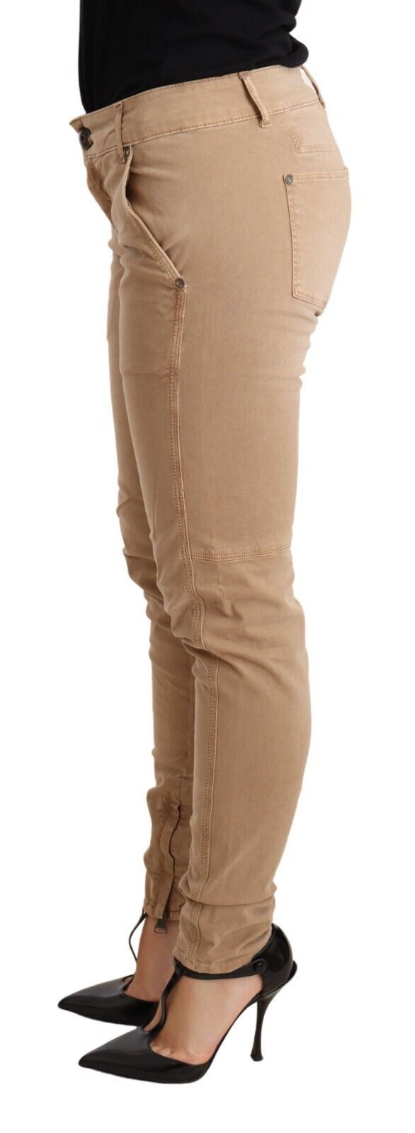 Brown Low Waist Skinny Denim Trouser Cotton Jeans