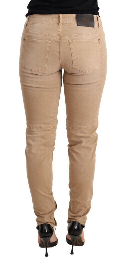 Brown Low Waist Skinny Denim Trouser Cotton Jeans